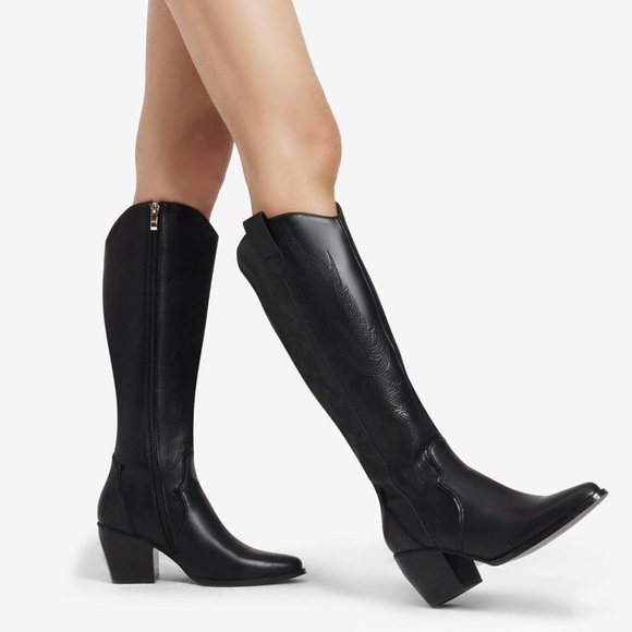 DREAM PAIRS Womens Cowboy Boots Black - Women’s Size 7 - Picture 1 of 12